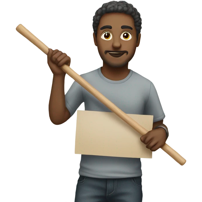 man holding placard on stick emoji