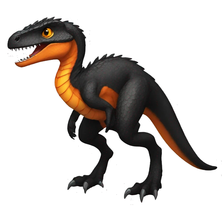 Shiny Black and Orange Velociraptor-Dragon emoji