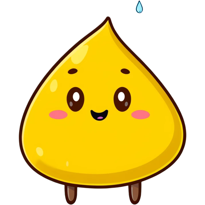 cartoon poop character facing off against a cartoon yellow droplet character, playful emoji