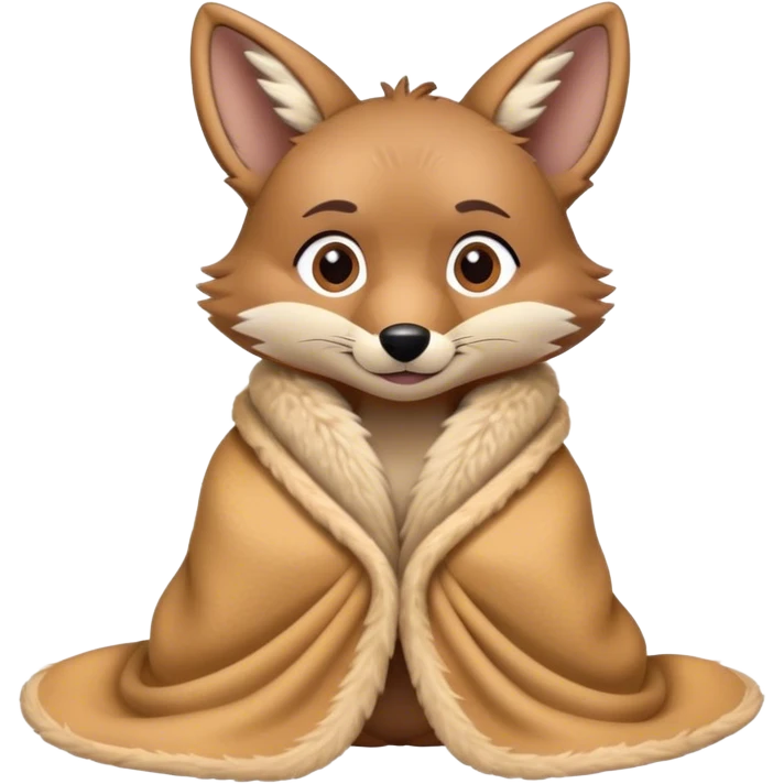 Disney-style cute coyote in blanket emoji