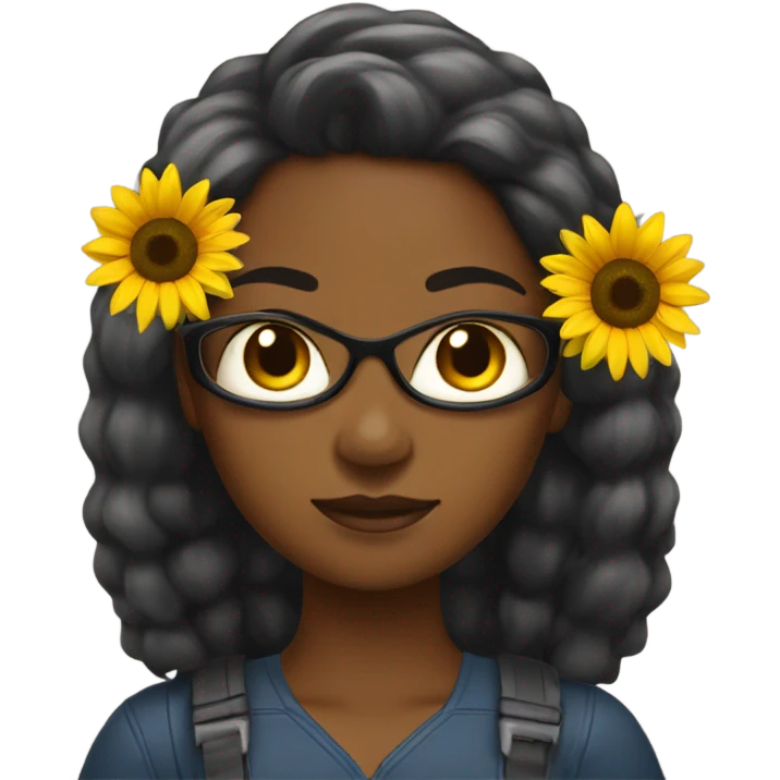 Black woman that’s a sunflower superhero  emoji
