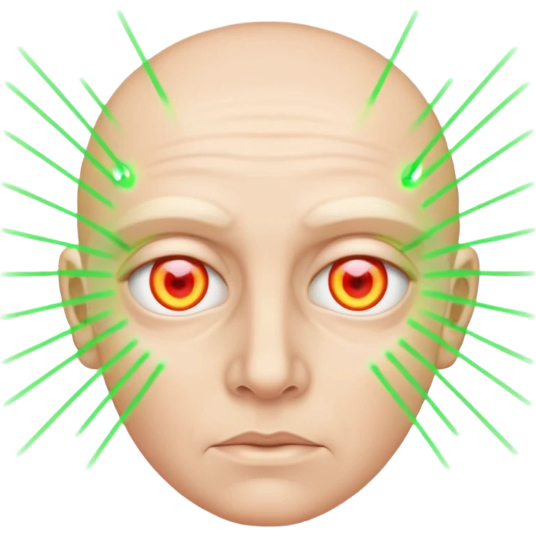 67 with lasers shooting out from its eyes emoji