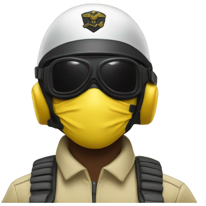 Yellow army Pilot with black mask googles emoji