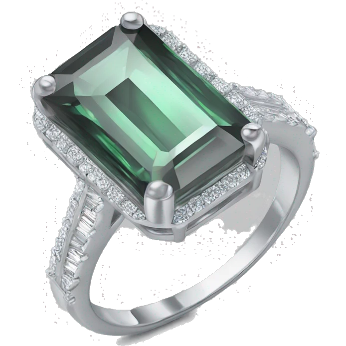 Silver emerald cut plain diamond ring  emoji