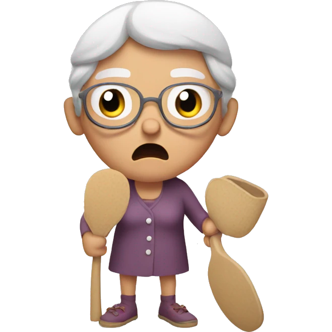 An angry grandma holding a slipper emoji