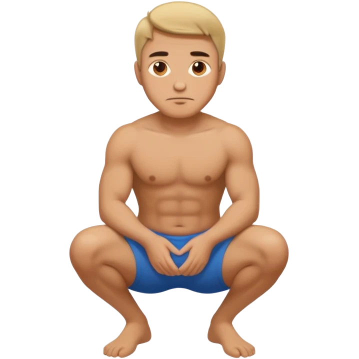 Make a normal wieght guy facing forward squatting emoji