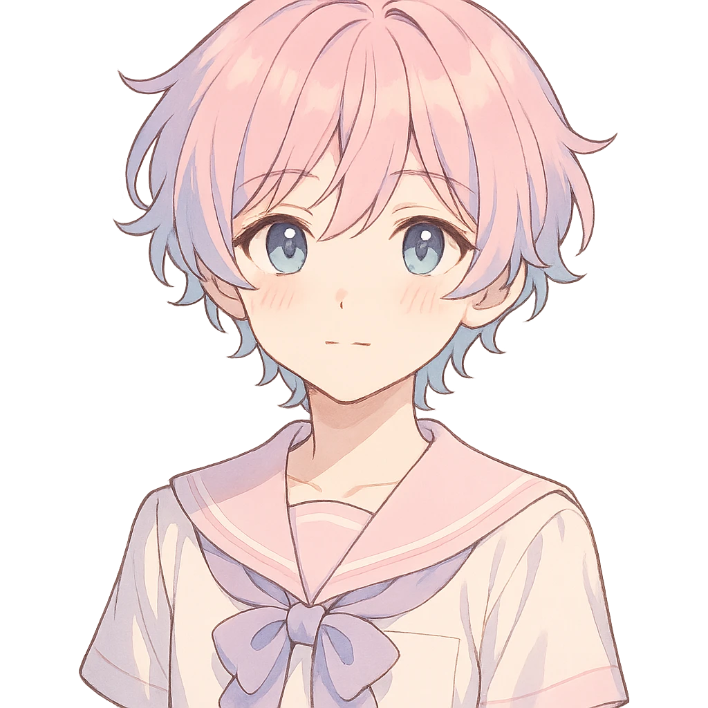 anime-style femboy character with soft features and pastel colors emoji