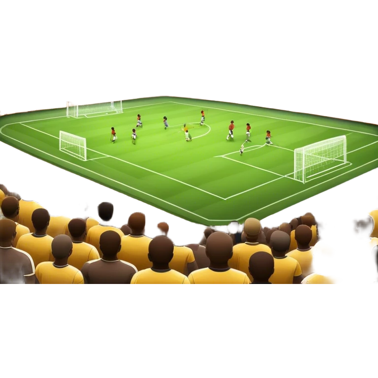 An icon featuring a large stadium with a football match in progress, players in action on the field, and a cheering crowd in the stands. Bright floodlights illuminate the pitch, creating an intense atmosphere of competition. The transparent background highlights the thrill of live sports events. emoji