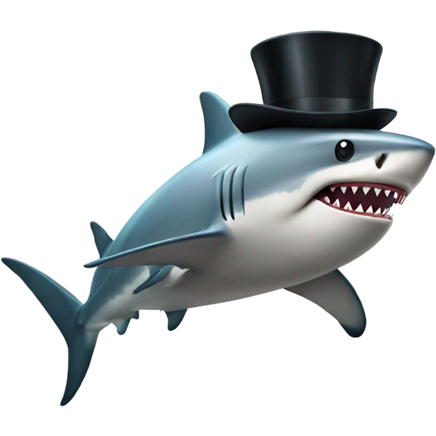 Shark with a top hat emoji