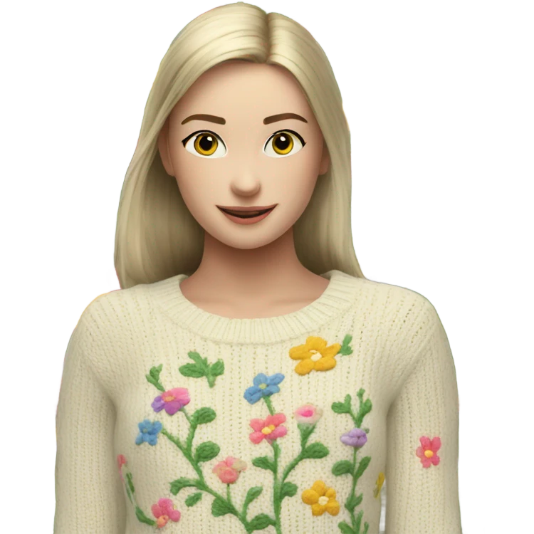 Knit sweater with garden flowery design emoji