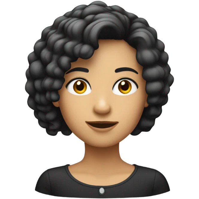 Garota branca com cabelo cacheado preto curto emoji