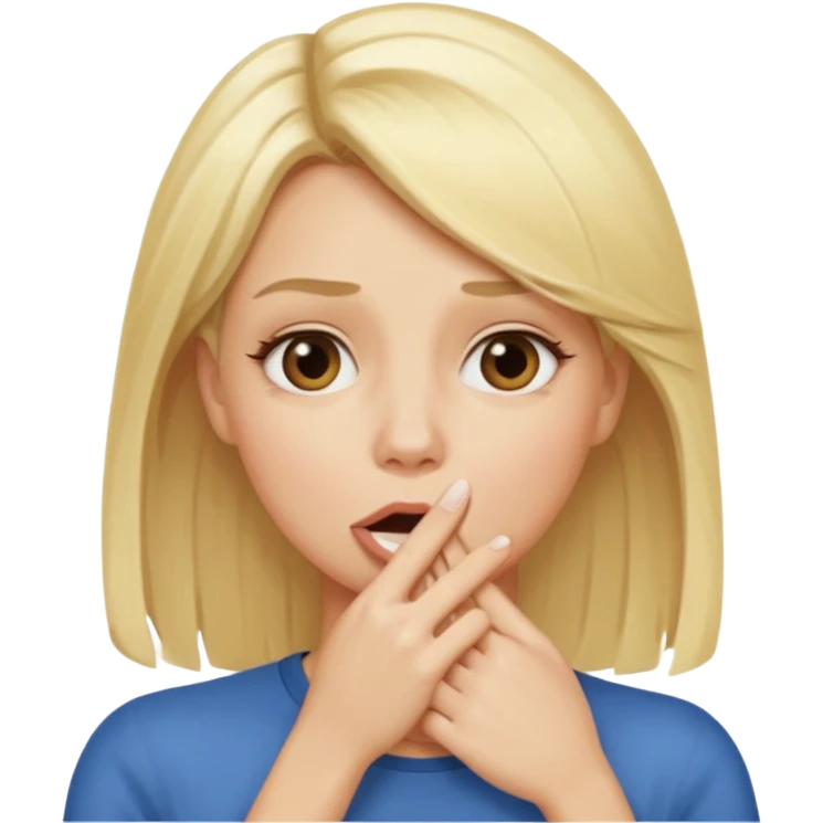 woman with blonde hair and hand over mouth emoji