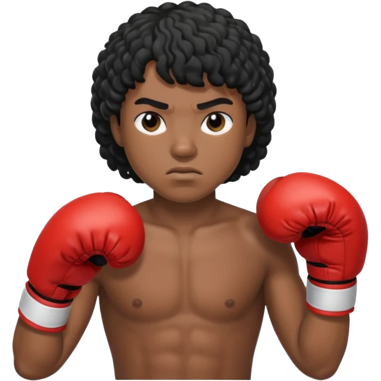 Boxer , with a curly black mullet haircut emoji