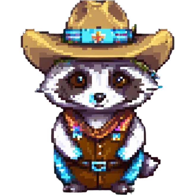 raccoon with a large cowboy hat emoji