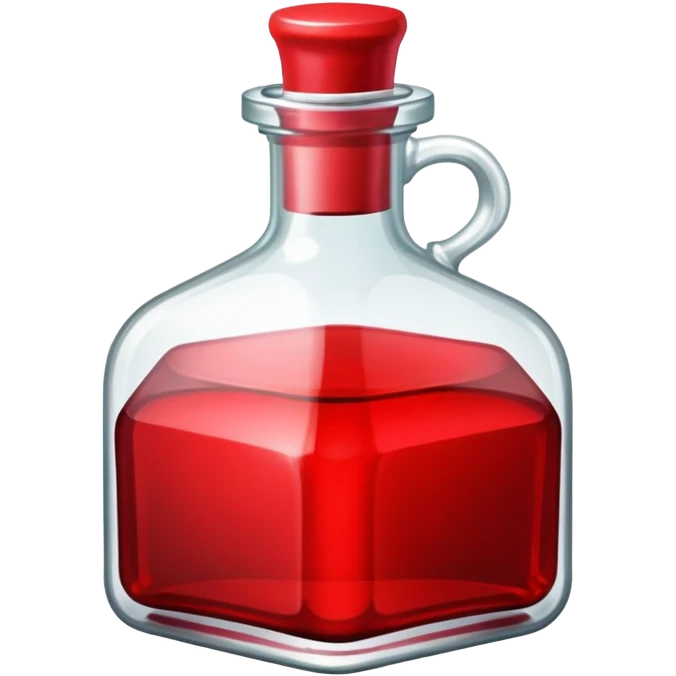dnd item icon, red health potion squared shape bottle front view emoji