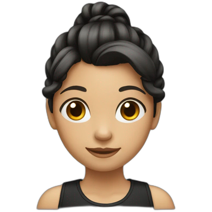 A girl with ponytail hair and wearing black emoji