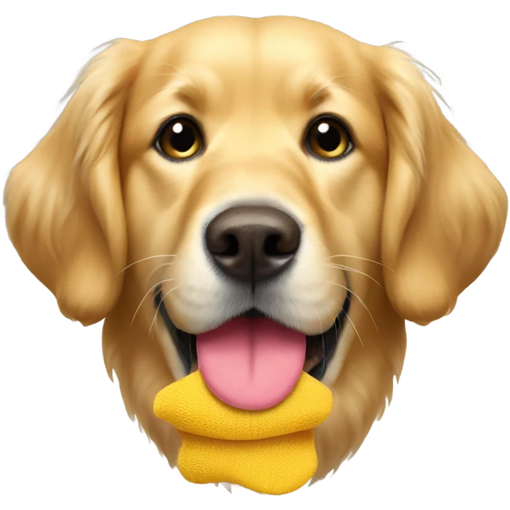 Golden retriever with sock in mouth emoji