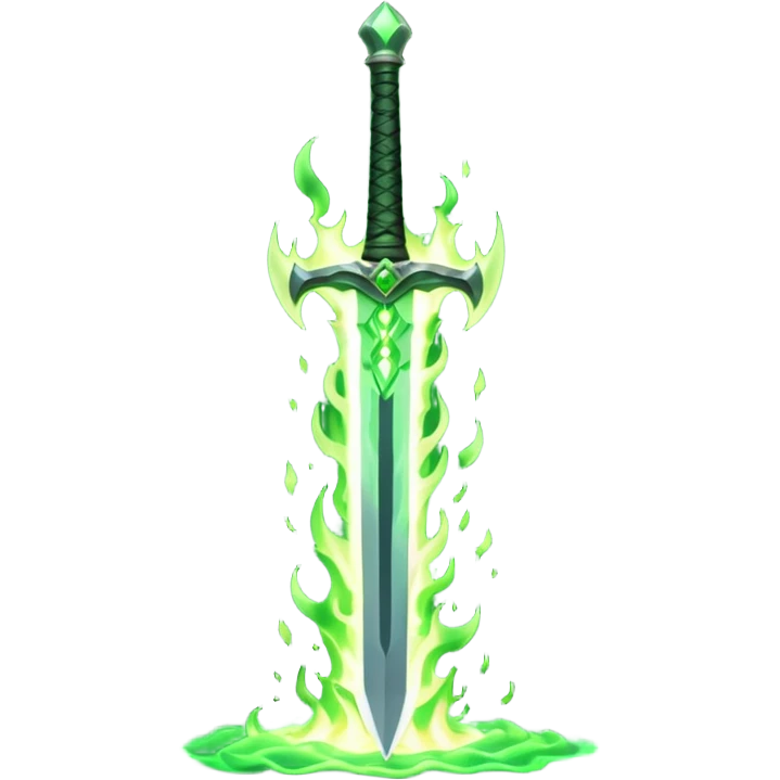 sword burning green flame emoji