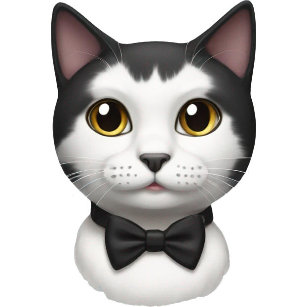 Black and white cat with black bow collar emoji