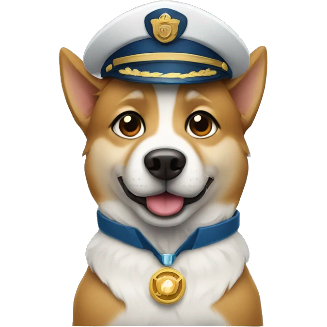 Siberian dog dressed as an airplane captain emoji