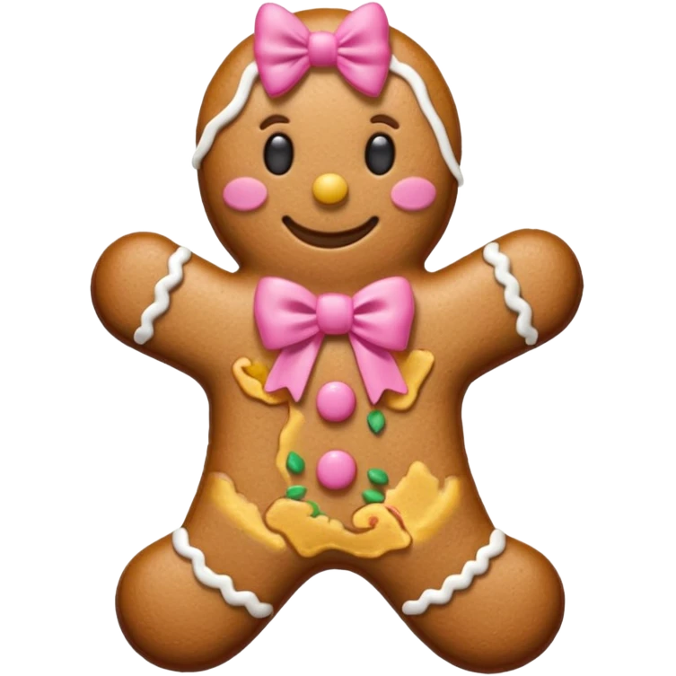 Make a gingerbread wear a pink bow emoji