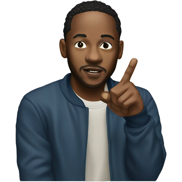 Kendrick Lamar holding up the middle finger emoji