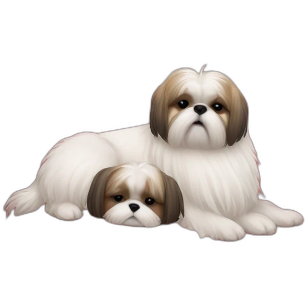Shih tzu and girl sleeping on couch emoji
