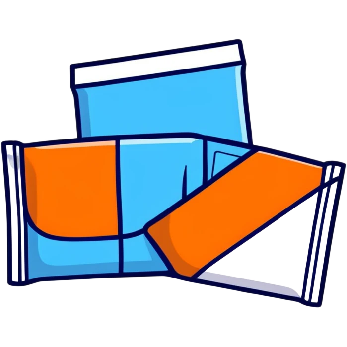 cartoon sugar packet with blue label emoji