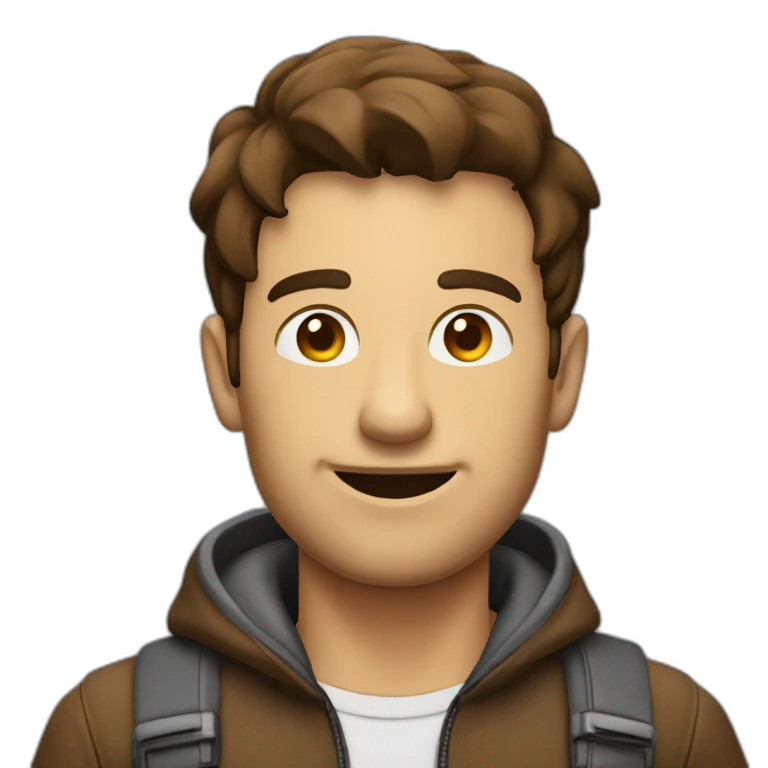 Homme brun avec appareil photo emoji