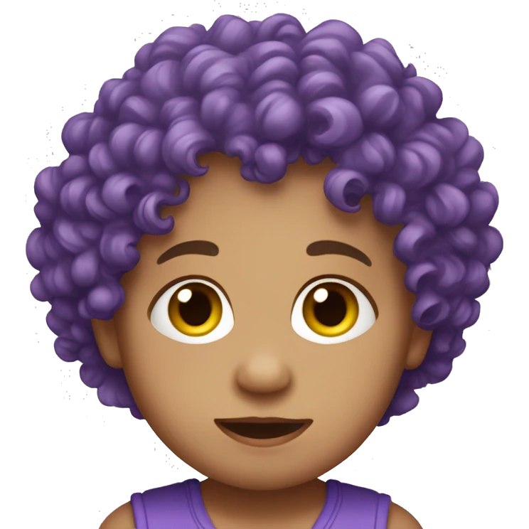European, purple curly hair, baby, ,boy,earring. emoji