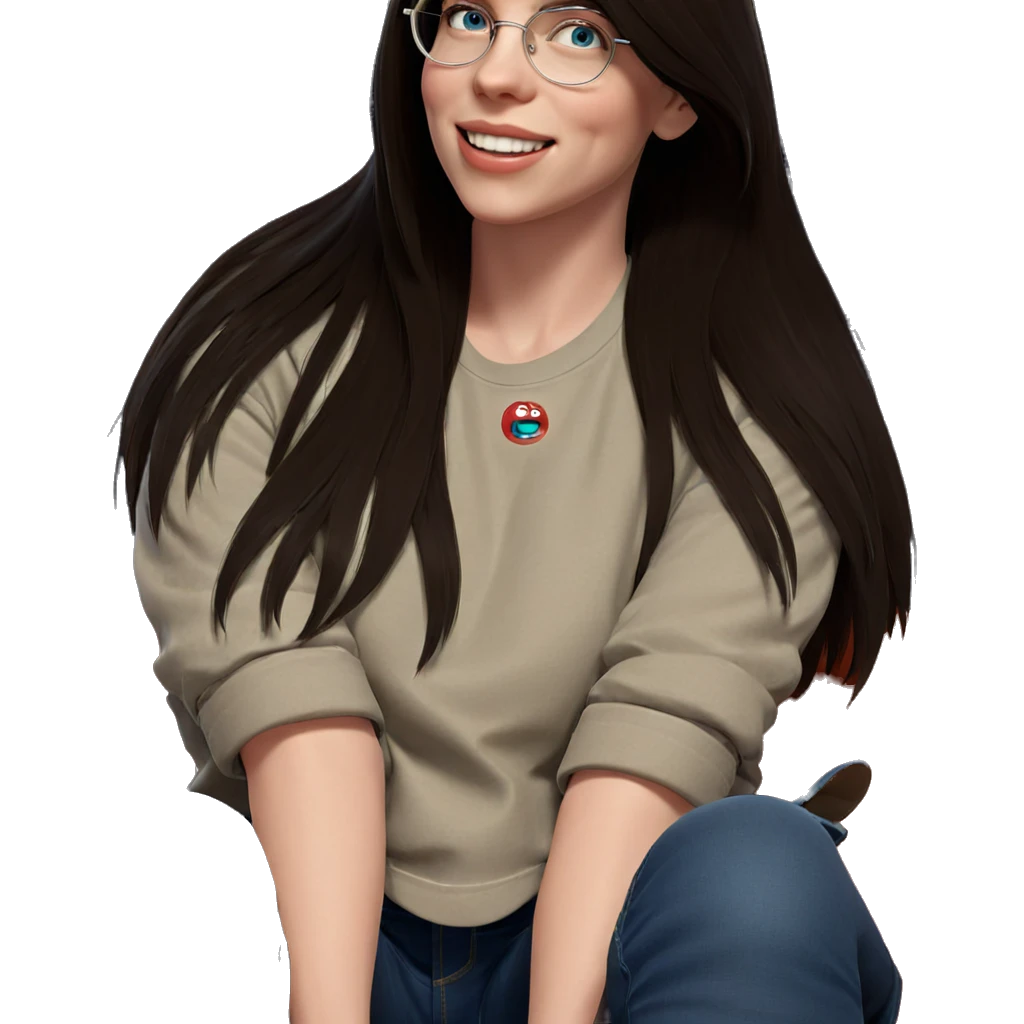 smiling girl in denim outfit emoji