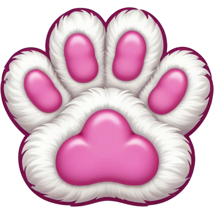 white cat fluffy paw, from the bottom, vivid pink toe beans, cute emoji