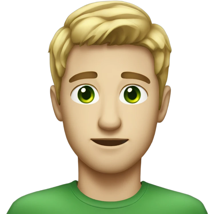 White handsome Guy with green eyes  emoji