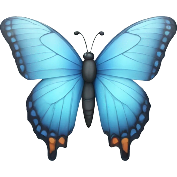 Sky blue butterfly with alphabet D emoji
