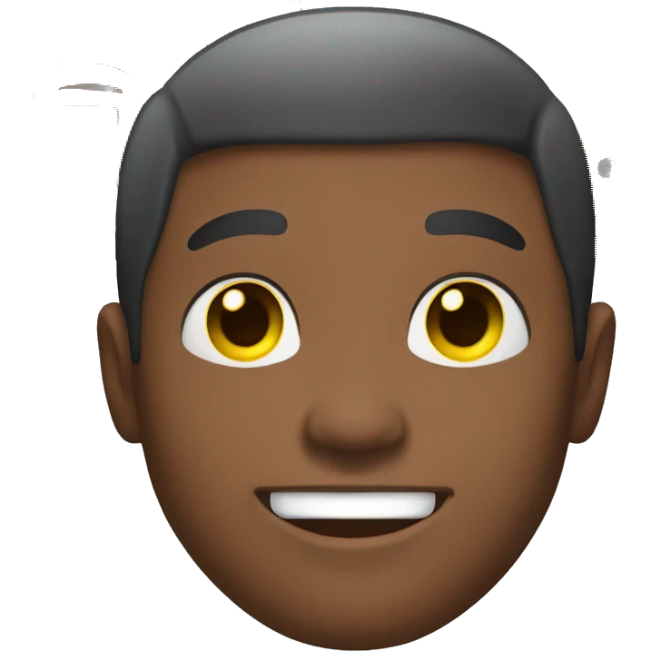 black guy smiling with main red outline is yellow buzcut emoji