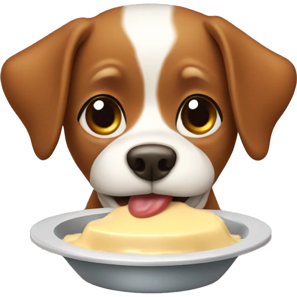 Dog eating pudding emoji
