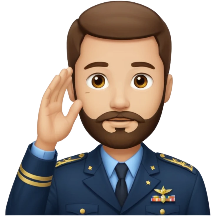 Cop with short brown hair and beard saluting emoji