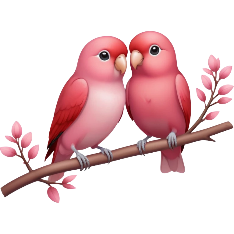 Romantic reddish-pinkish lovebirds on a pastel branch emoji
