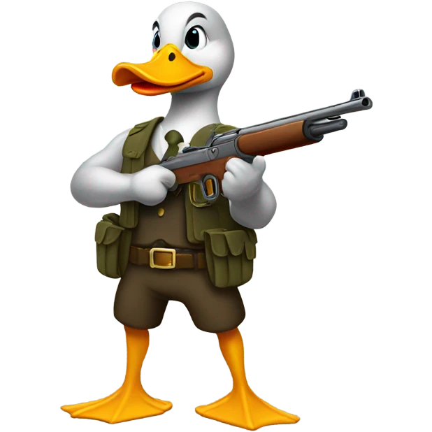 Duck has muscles with a gun emoji