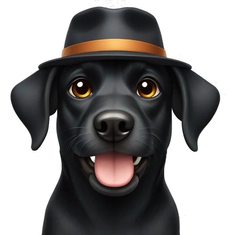 black dog with hat emoji
