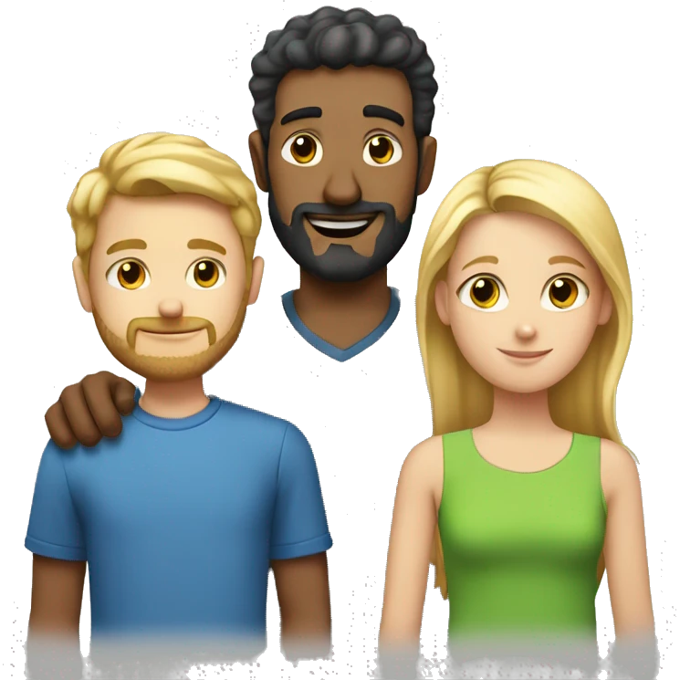 one dad with a beard with one teen boy and one teen blond girl emoji