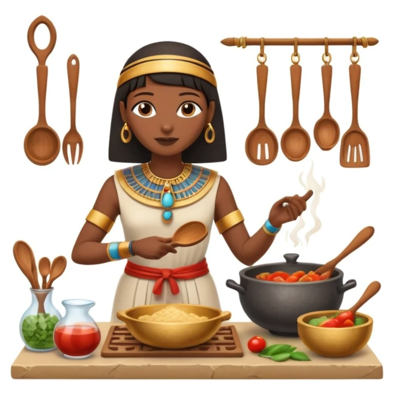 ancient Egyptian cooking scene in hieroglyphic style emoji
