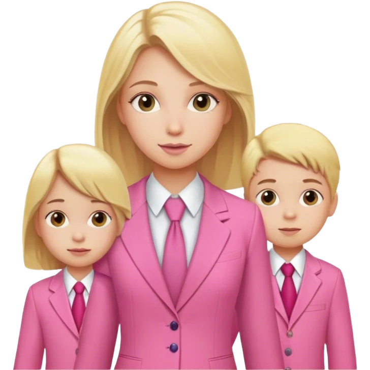 Blond girl pink suit with children emoji
