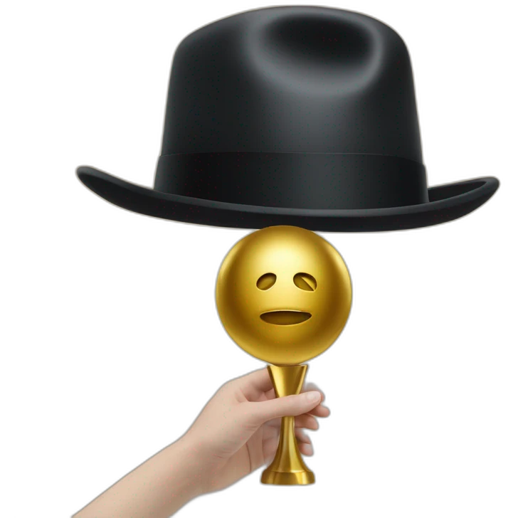 gold award with a hand holding Magritte's hat emoji