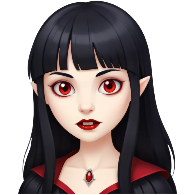 Girl vampire with bangs and black hair emoji