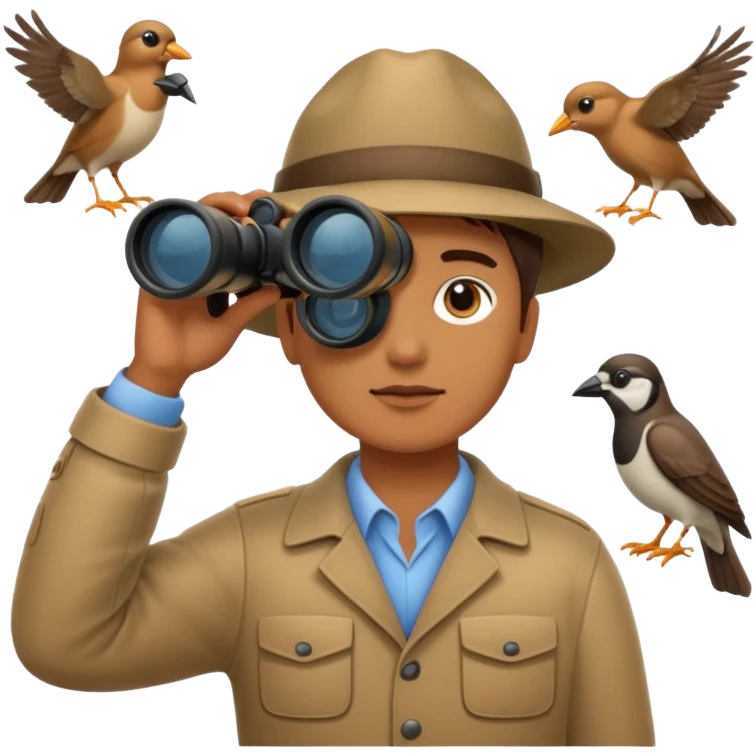 Bird-watching scene with binoculars in hands emoji
