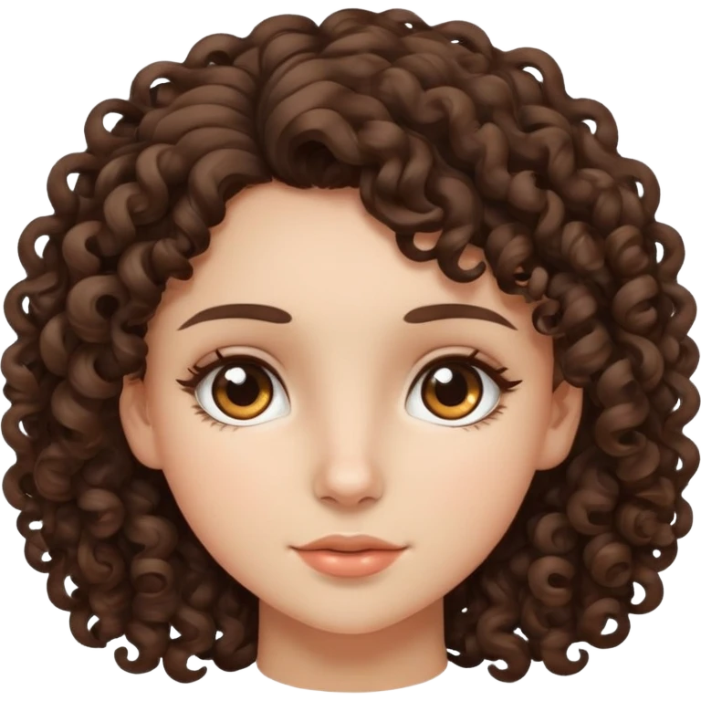 Brunette girl with curly hair and brown eyes emoji