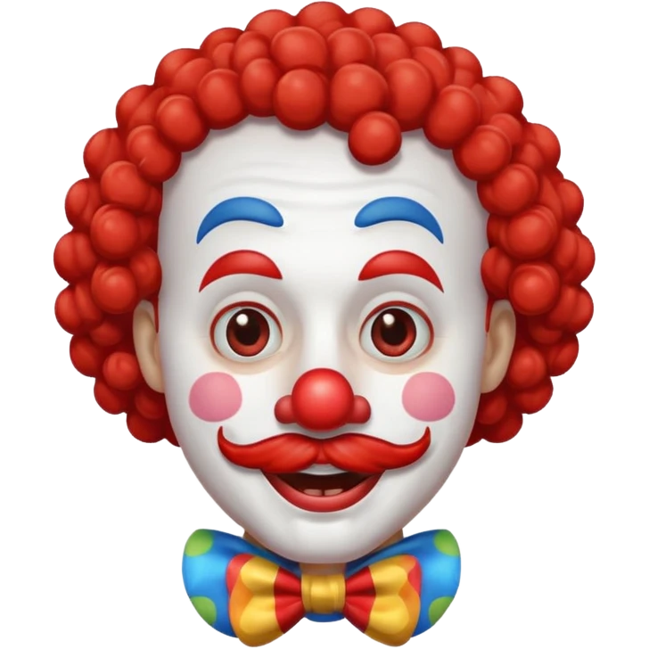 Classic clown — curly mustache, red nose emoji