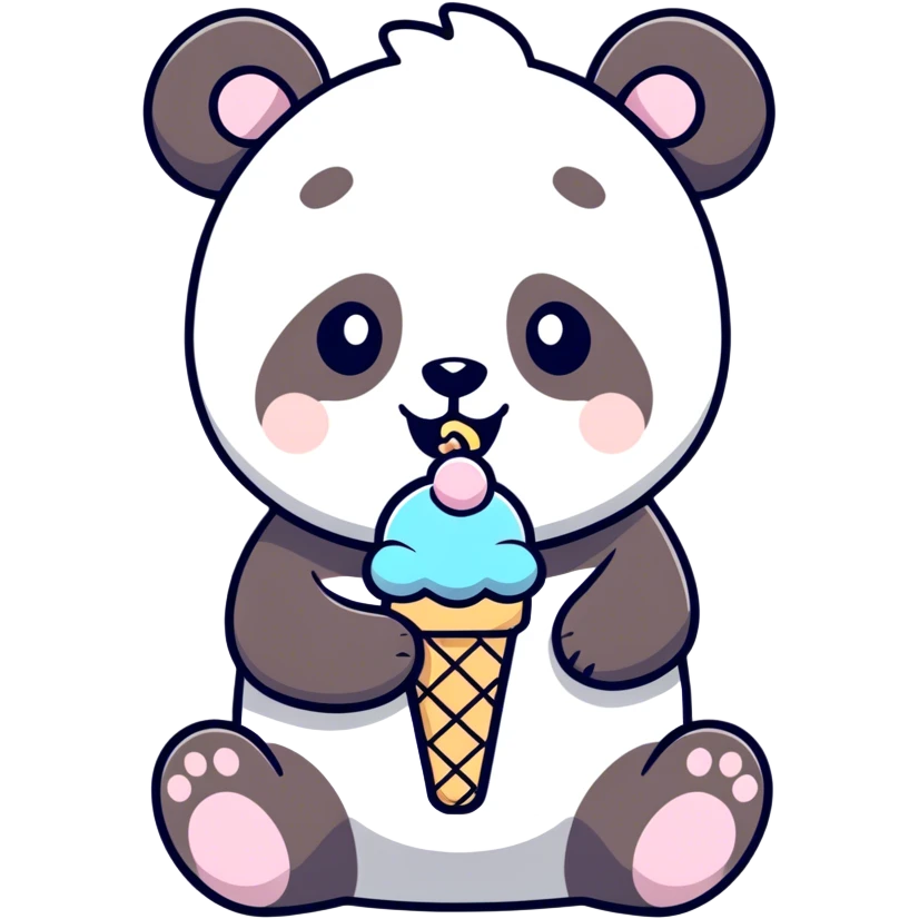 Panda eating ice cream emoji