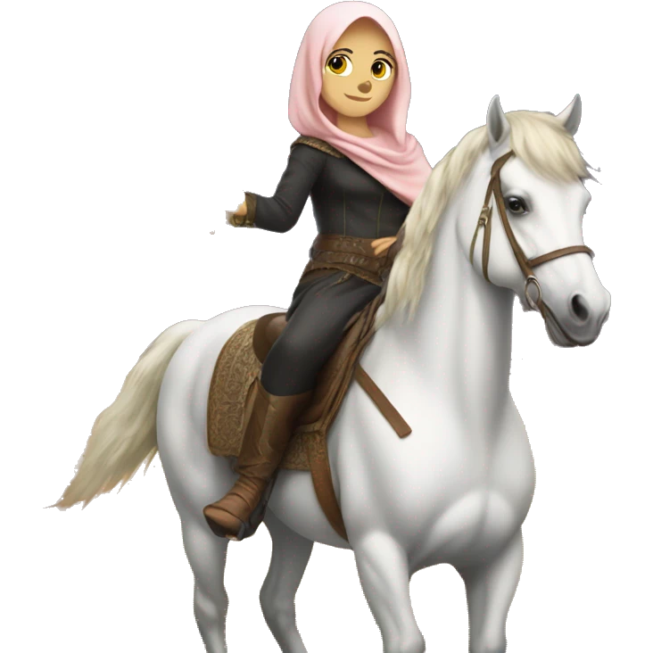muslim white girl holding lightning on horse emoji